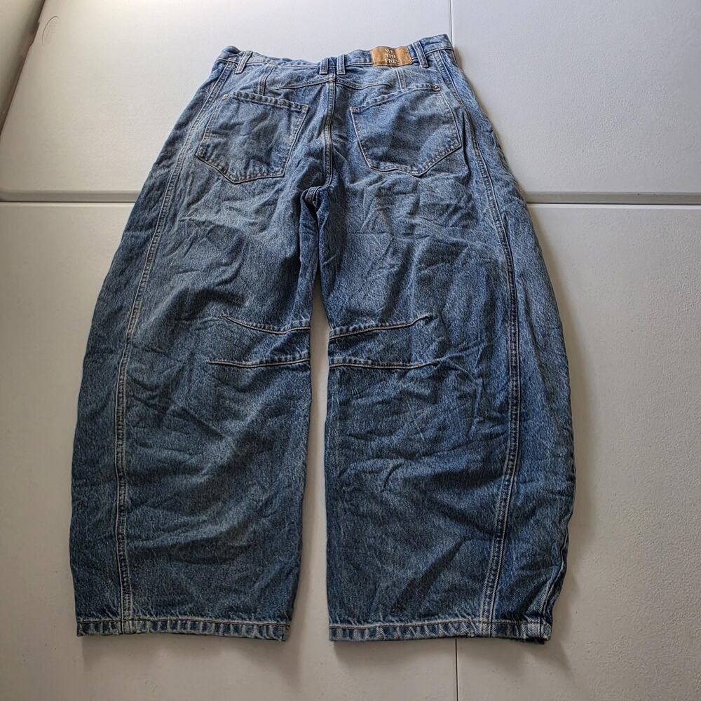 We The Free Jeans Womens 28 Blue Lucky You Mid Rise Barrel Wide Leg Denim - Picture 2 of 12